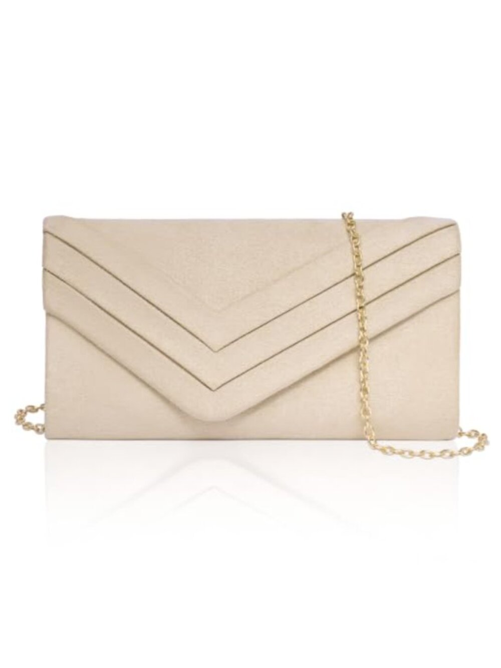 Suede Envelope Clutch Pleated Evening Bag Detachable Chain Crossbody